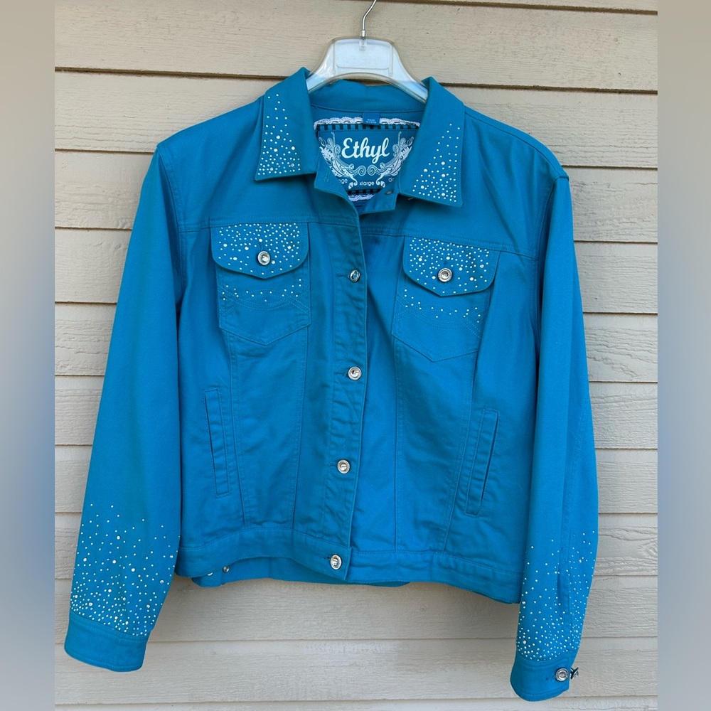 Women's Blue Studded Jeans Jacket